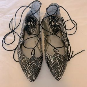 Lace up flats. Woman’s size 7